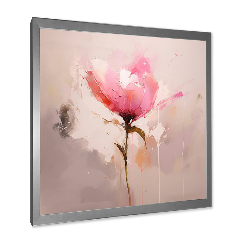 «Coral Elegance» - impression, Cadre simple argenté, H 30 po x l 30 po x P 1 po