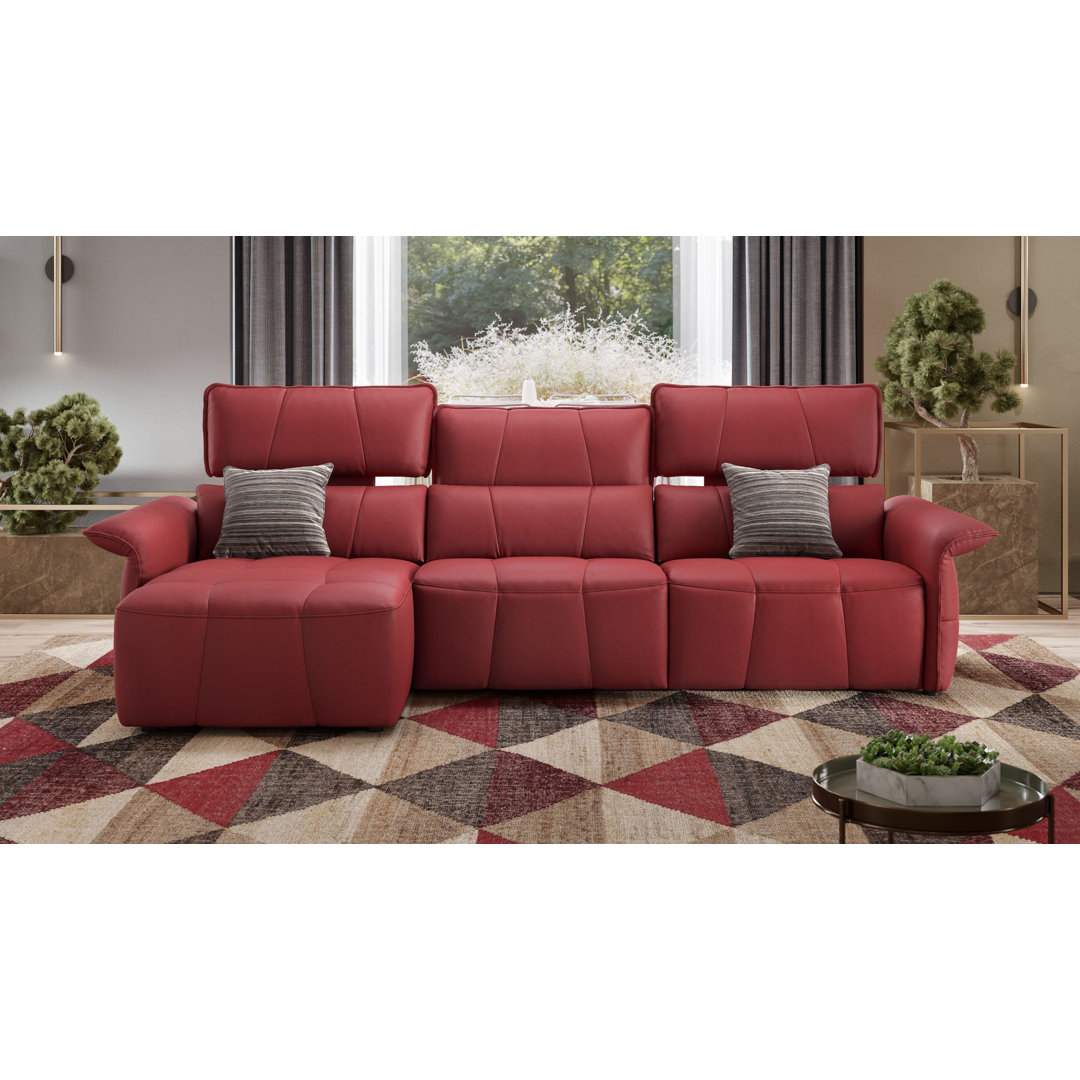 Perspections Leder Ecksofa Cotilla Rot Links mit Funktionen