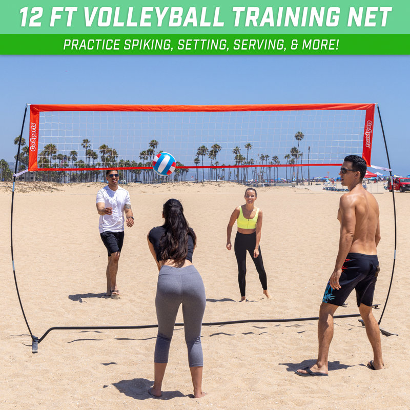 Filet d'entraînement de volleyball autoportant 12 pi Gosports pour l'intérieur ou l'extérieur - installation instantanée et hauteur réglable
