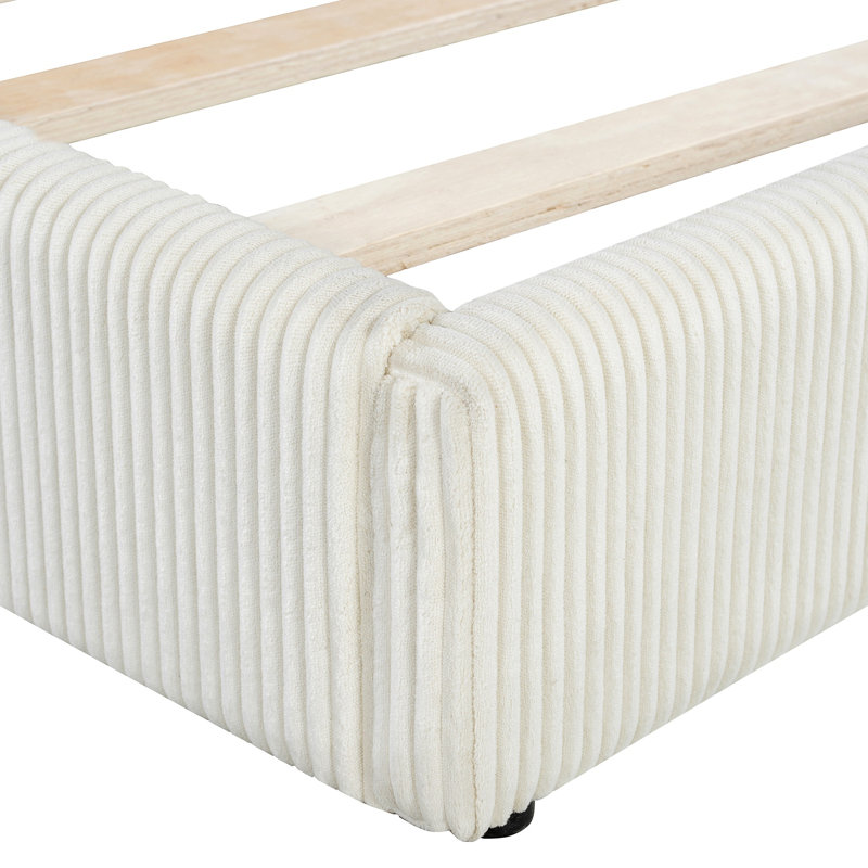 L-Shaped Corduroy Daybed Upholstered Daybed, Beige