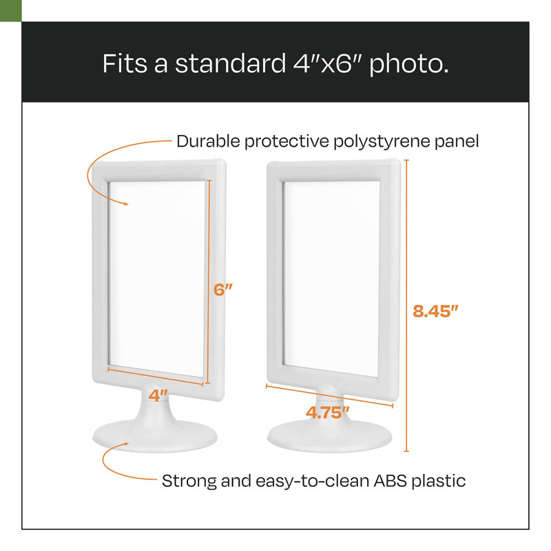 Double Sided Standing Picture Frames - (White, 10 Count) 4X6 Inch Pedestal Photo Frame With Inserts And Base - 2 Sided Frame For Vertical Display