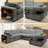 117" Convertible Sleeper Sofa Bed U-shaped Corduroy Sectional Pull-Out Couch With Storage Armrest & Storage Chaise & Corner-2096362242