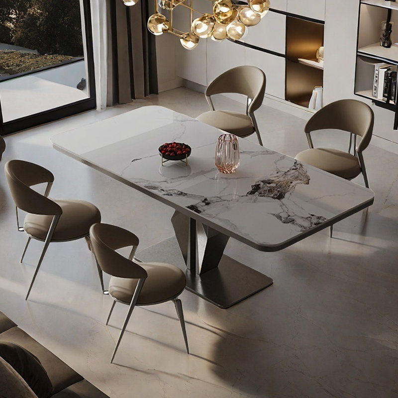 Ensemble de table à manger rectangulaire moderne et simple, Gris, H 29,5 po x L 78,7 po x l 35,4 po