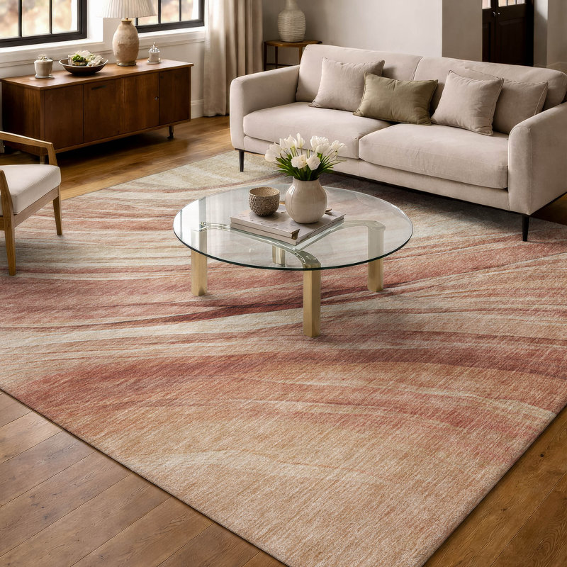 Tapis tourbillon intérieur / extérieur lavable à la machine ACN2871, Rosé, 10 pi x 14 pi