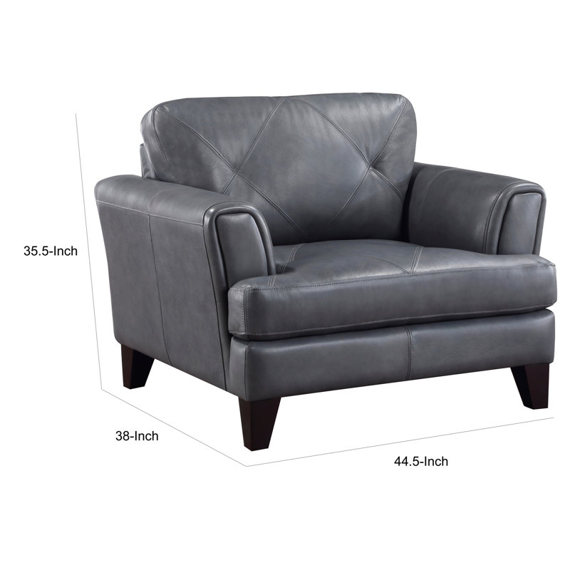 Fauteuil Bentall, Cuir véritable gris