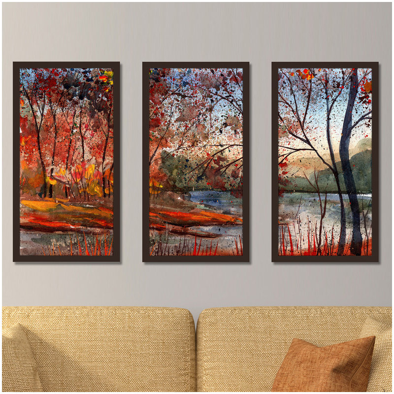 " Autumn Lake " 3 - Pieces, 33.5" H x 52.5" W x 1" D