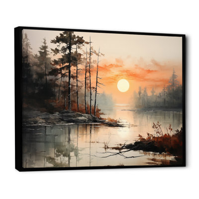 Lake Misty Morning Reflections I On Canvas Print