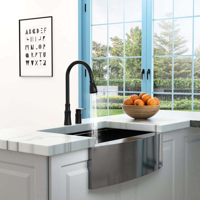 Matte Black Single Kitchen Faucet With Separate Handle, 360 Rotary Pull-Down Flexible Spout And Retractable Nozzle, Solid Brass Material, Dual Spray Modes For Tasks, Easy To Clean Finish, 16.9 Inches