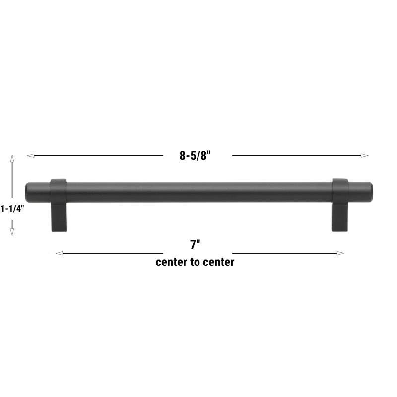 GlideRite 7 in. (178mm) Center to Center Solid Bar Pull, Matte Black
