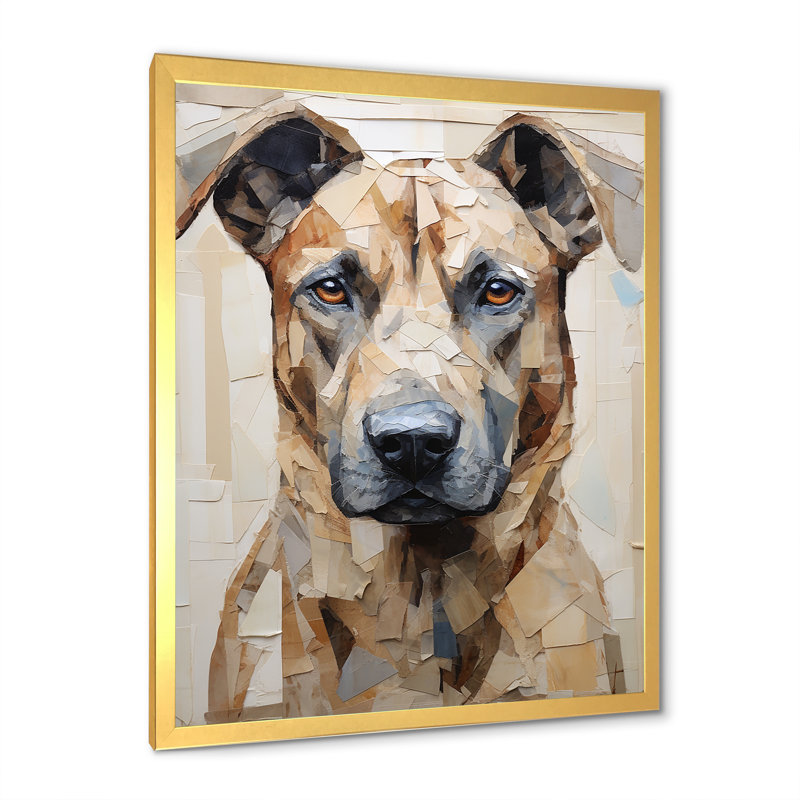 " Belgian Malinois Handsome Portrait ", 32" H x 16" W x 1" D, Gold Single Picture Framed