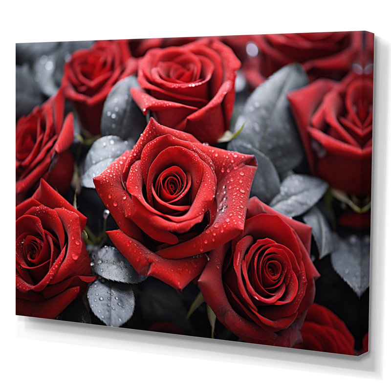 «Red Grey Rose Eernal Beauty - Roses», art mural sur toile, Toile tendue, H 34 po x l 44 po x P 1,5 po
