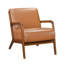 Chaise d'appoint au fini noyer avec fabrication en bois massif et similicuir brun
