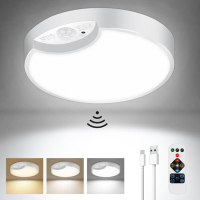 Plafonniers rechargeables à capteur de mouvement, luminaire à piles avec télécommande, lumière de douche pour douche intérieure