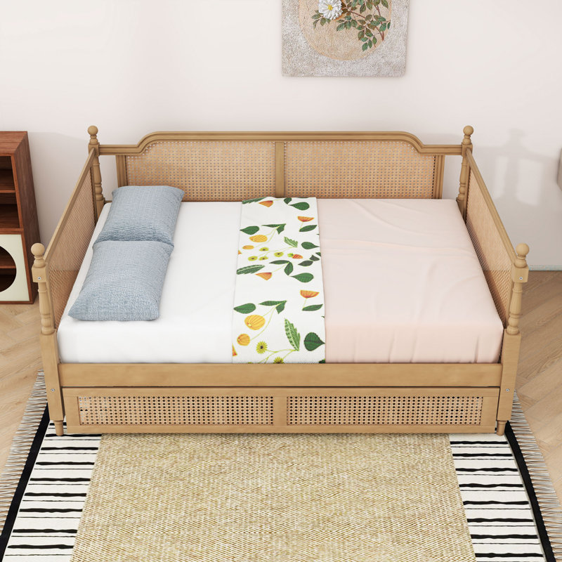 Lit de jour en bois avec couchette, Complet/Double, Noyer antique
