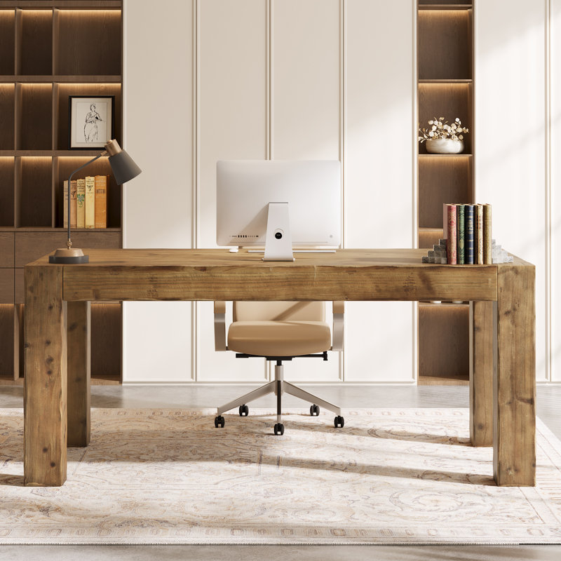 Solid Wood Executive Desk, Brown