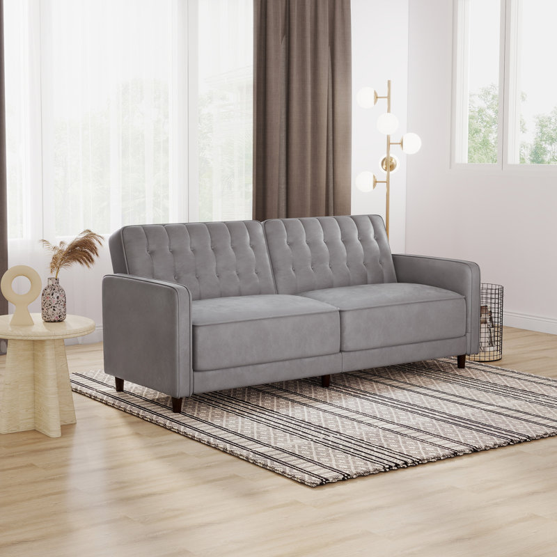Canapé-lit de luxe 81,6 po en velours, Velours gris velours