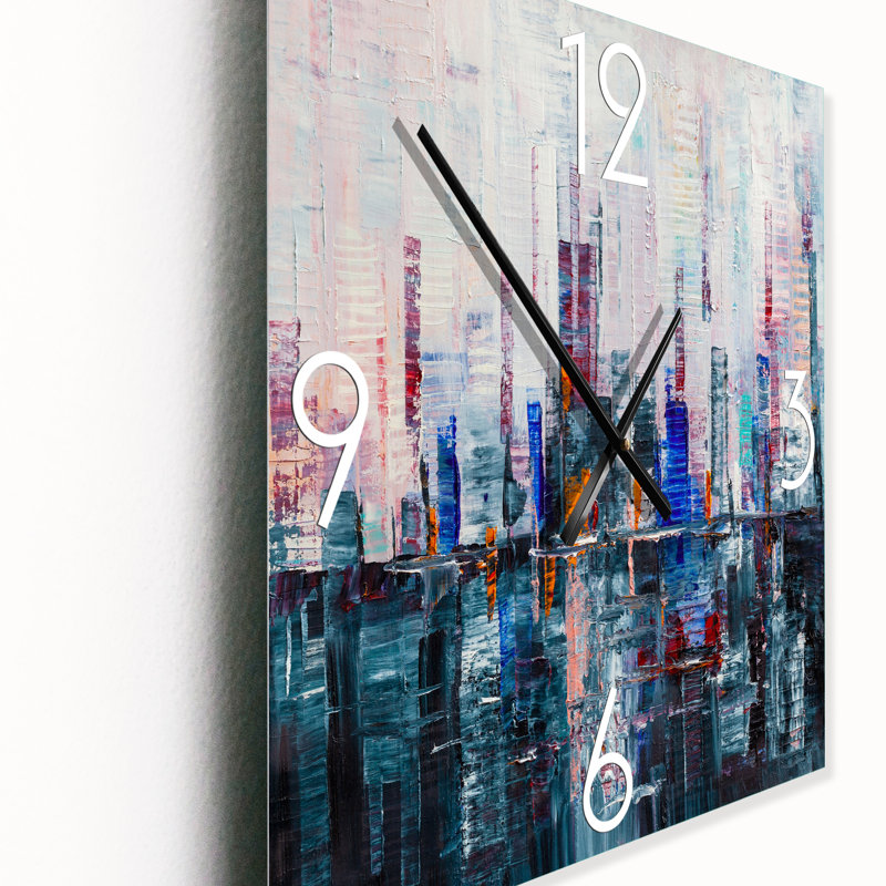 Horloge murale moderne avec un mur de gratte-ciels, Très grand