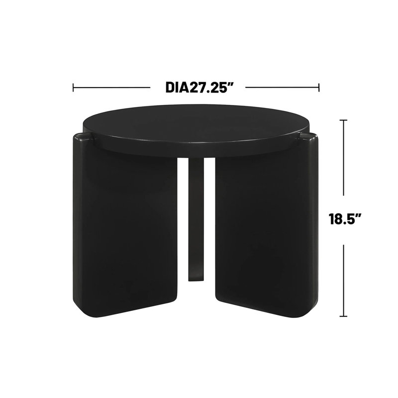 Round Wooden End Table (Only Including Table), 18.5" H x 27.25" L x 27.25" W, Black