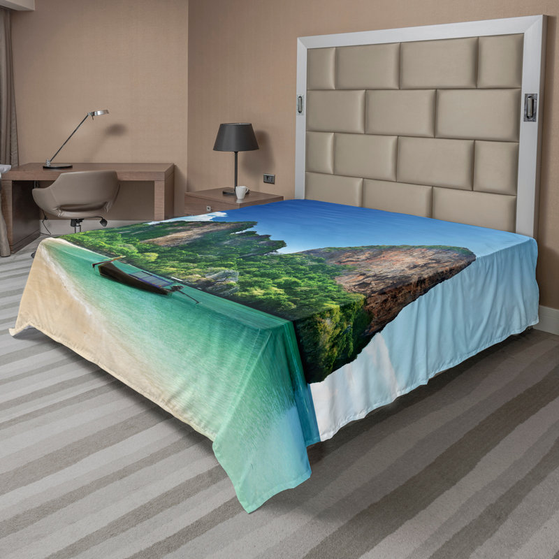 Drap plat Ambesonne, Bleu vert, Drap plat de taille très grand