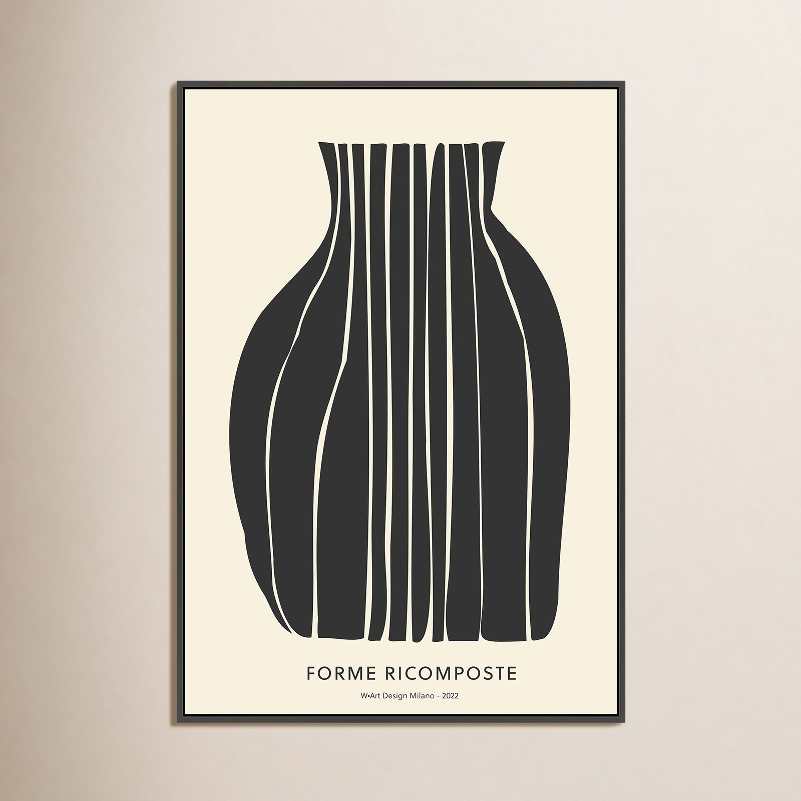 Quinn "Composition in Black" Print, 20" H x 14" W x 1.25" D, Black Framed Canvas