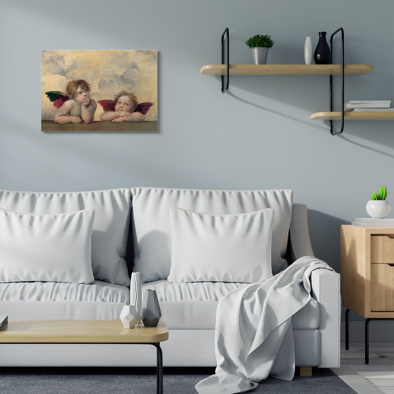 «Angels in Wonder Classic Oil» par Rafaello Sanzio, reproduction d'art, H 24 po x l 30 po x P 1,5 po, Toile tendue