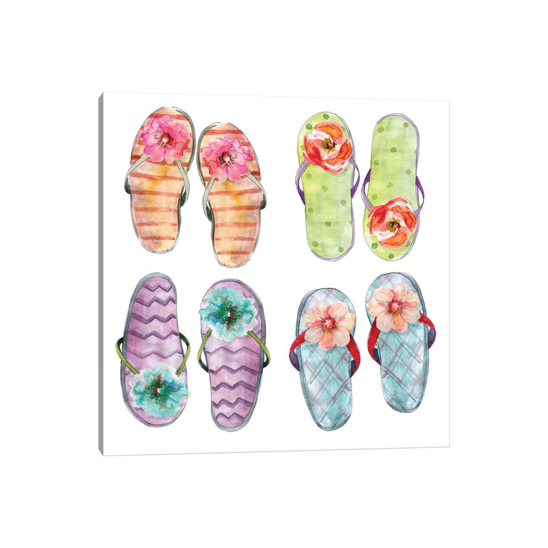 Flip Flop Fancy by Carol Robinson - Painting on Canvas, Wrapped Canvas, 30.48 cm H x 30.48 cm W