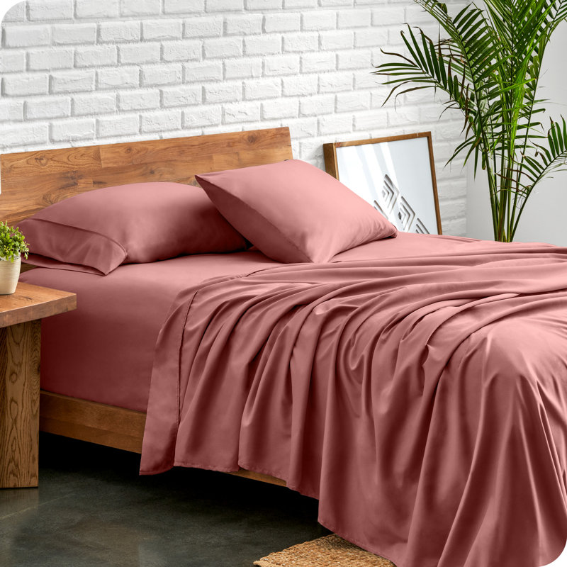Bare Home Ultra-Soft Microfiber Sheet Set, Twin XL Sheet Set + 1 Fitted Sheet + 1 Pillowcase, Dusty Rose