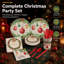 Vaisselle de Noël 350PCS jetable pour 50 invités, assiettes en papier 9 pouces et 7 pouces avec tasses, serviettes de table, boule de Noël