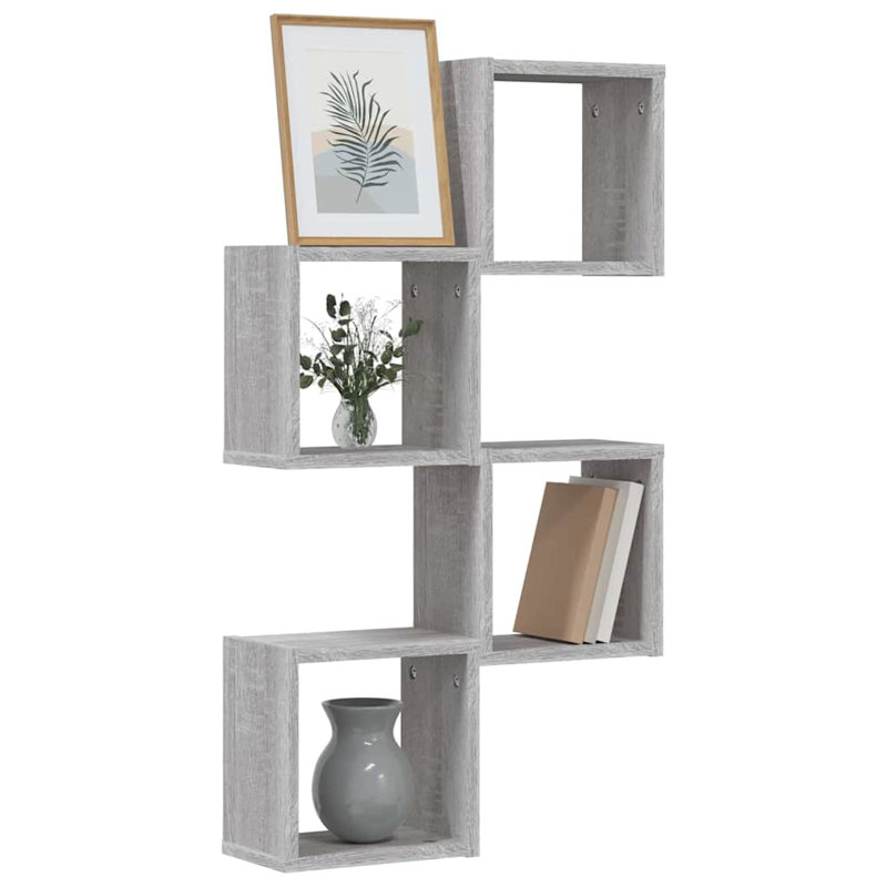 Wall Cube Shelves 4 Pcs, 26cm H x 26cm W x 15cm D, Grey
