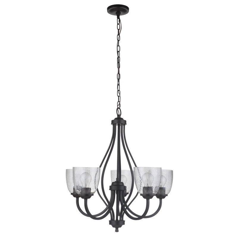Lustre traditionnel à abat-jour 5 lumières ozden, Martelée transparente, Espresso