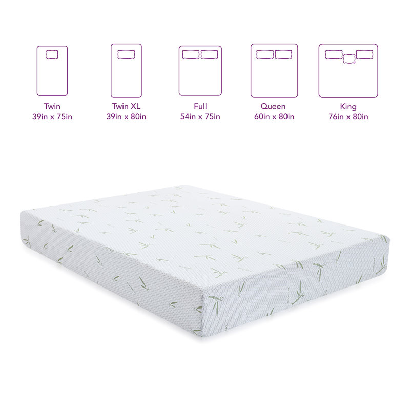 Matelas en mousse viscoélastique imprégnée de gel avec housse en rayonne de bambou 8 po Glenni, 8", Très grand californien