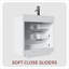 Meuble-lavabo autoportant moderne de 30 po, 3 tiroirs à fermeture en douceur, finition contrastée blanche et noire, poignées en métal artistiques personnalisables, panneau de fibres à densité moyenne (sans lavabo)