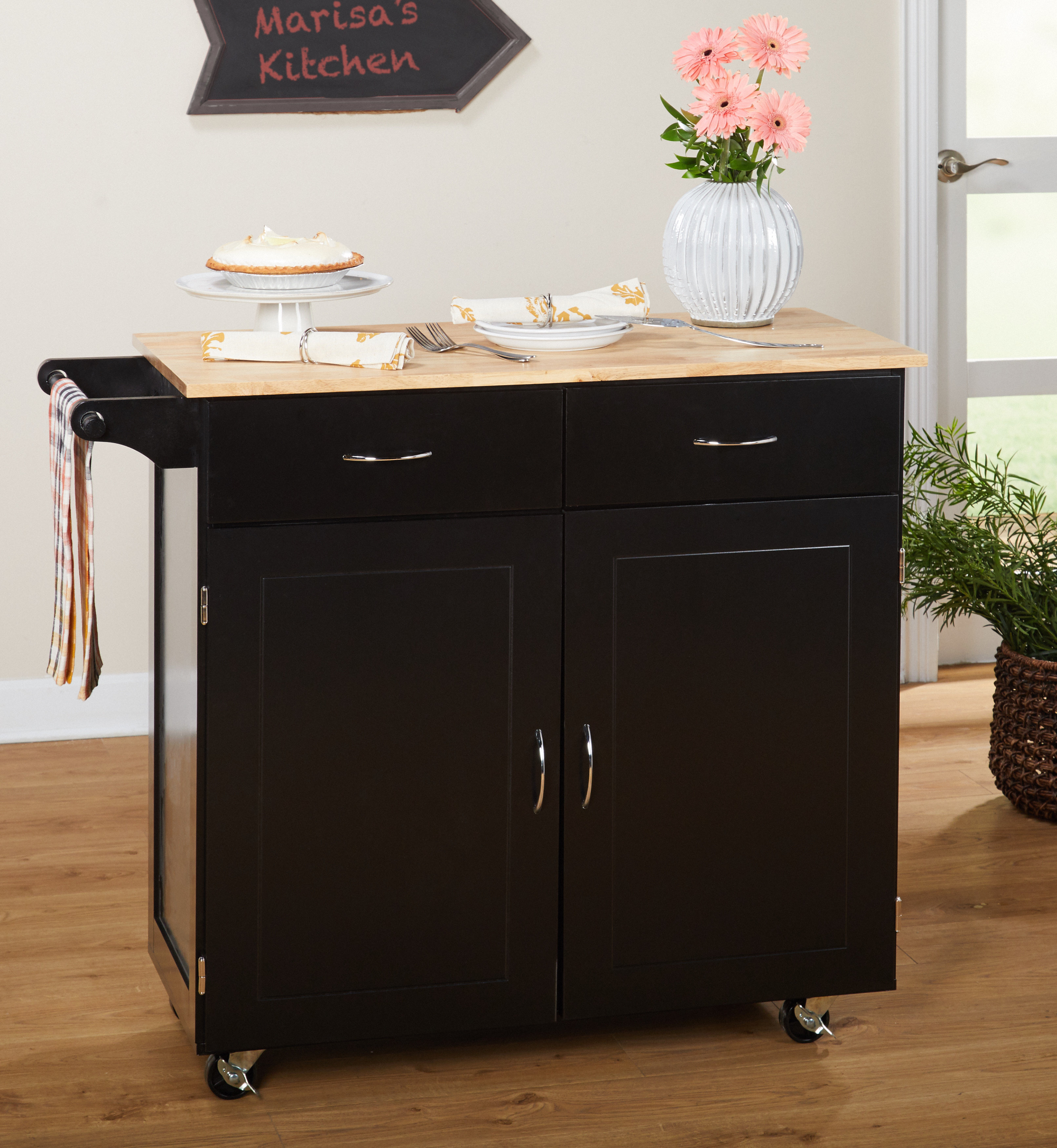 Alcott Hill® Sammons Solid Wood Top Kitchen Island & Reviews Wayfair