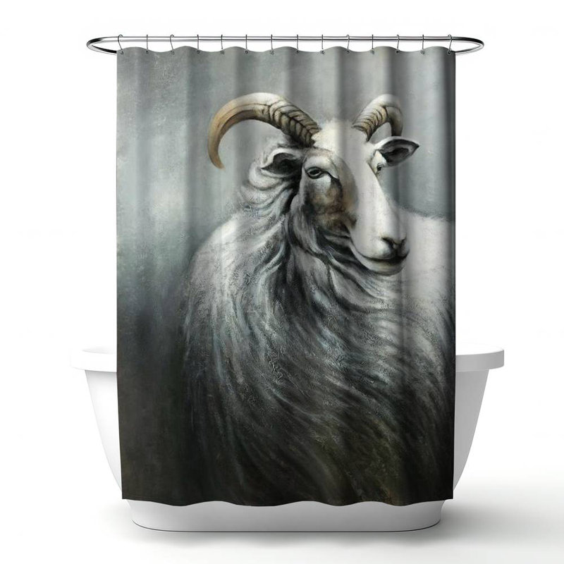 Cacee – Polyester Shower Curtain, Dye Sublimation Print, 71" W × 74" L