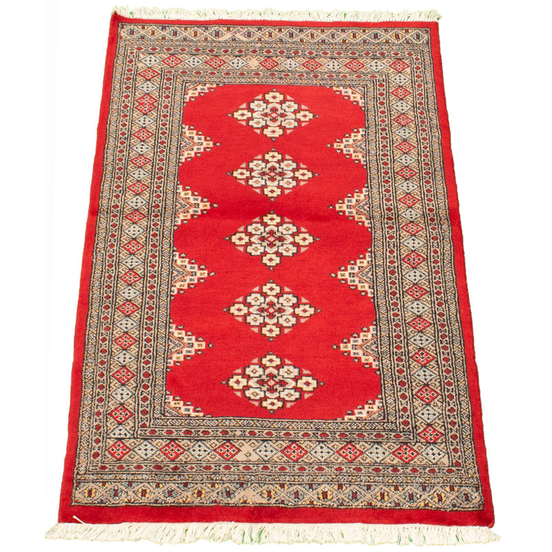 Tapis décoratif en laine rouge de conception unique 3 pi 1 po X 5 pi 1 po noué à la main New Age