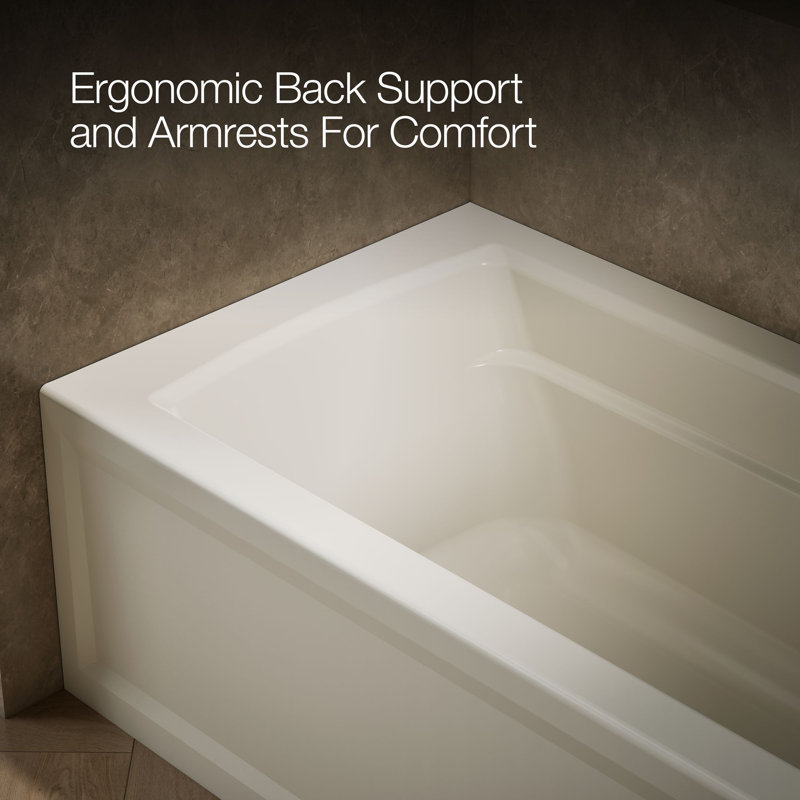 Archer 66" x 32" Soaking Bathtub, Biscuit, Right