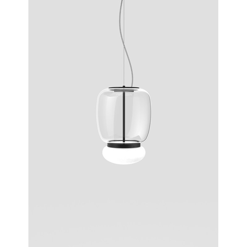 Faro 1 - Light Pendant, Matte Black, 95" H x 11.5" W x 11.5" D, White/Crystal
