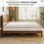 Grand lit plateforme en bois de pin massif de style Mid-Century, brun-507542026-507542027