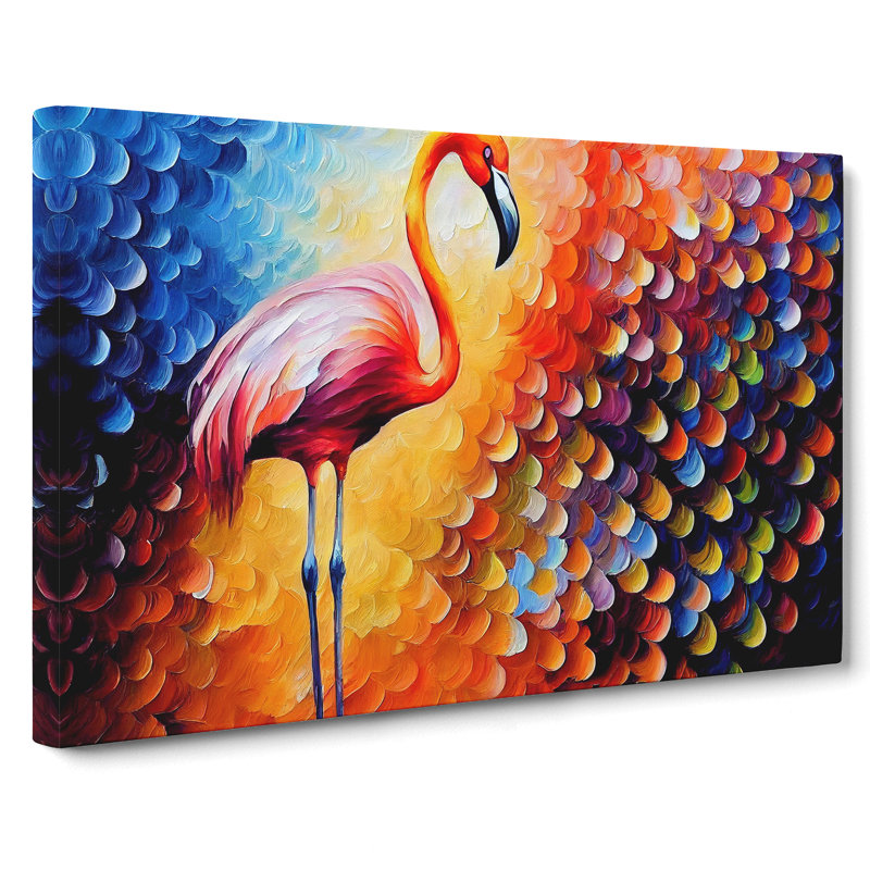 Flamingo Painting Vol.3 Abstract - Wrapped Canvas, 35cm H x 50cm W x 3cm D
