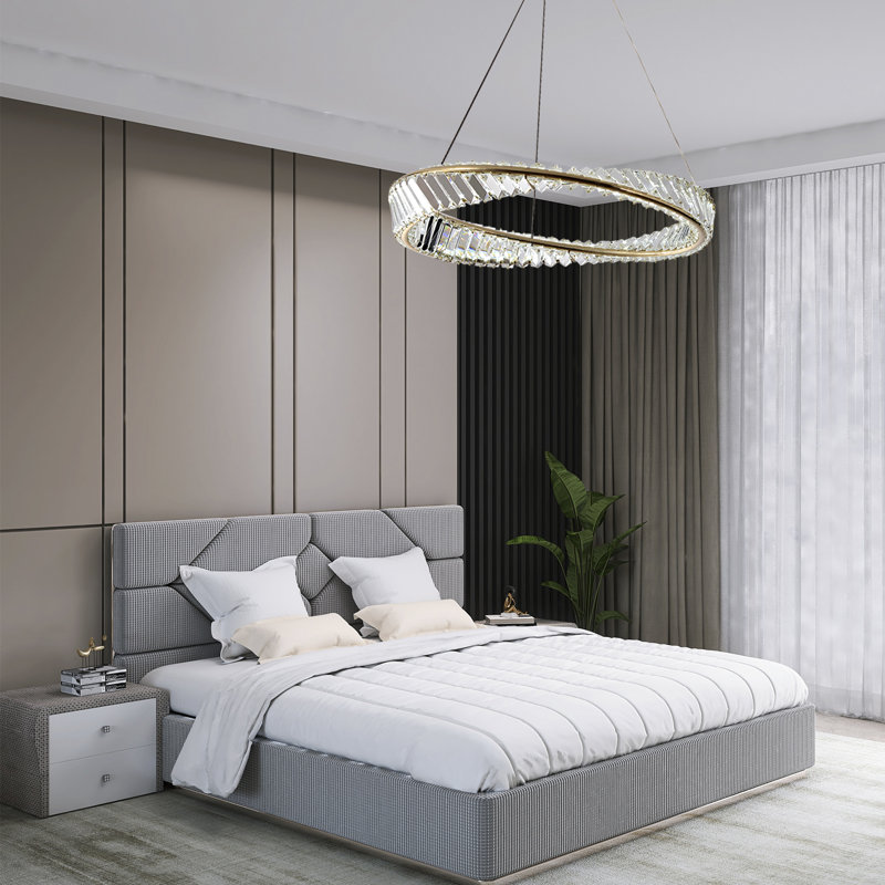 Gentri 23.6 in Dimmable LED Ring Chandelier with Crystal Accents