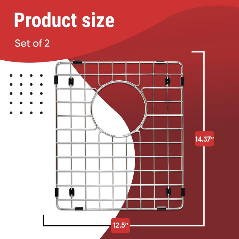 Protecteurs d'évier pour évier de cuisine, grille de protection en acier inoxydable 14,37 x 12,5 pouces, support de 2 éviers pour fond d'évier