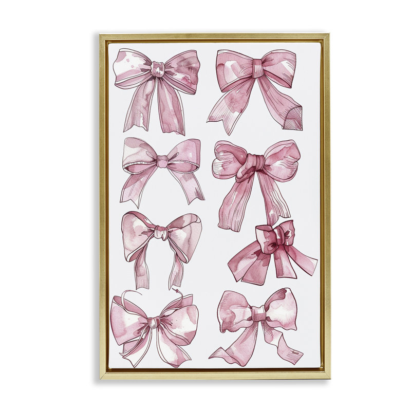Différents rubans dans un cadre flottant rose, design par LSR Design Studio, H 25 po x l 17 po