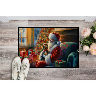 Yorkshire Terrier Yorkie and Santa Claus Doormat