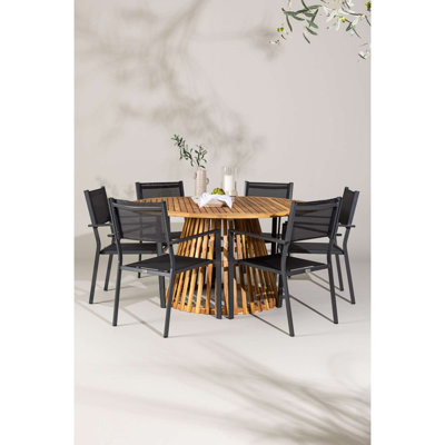 Taniya 6 - Person Acacia Patio Dining Set with Round Table