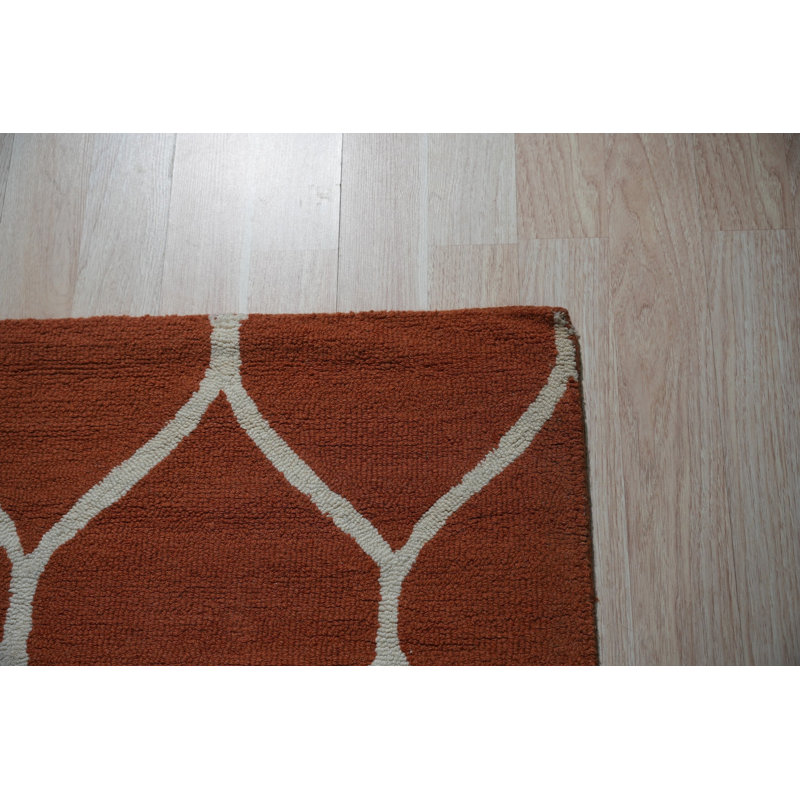 Hand Tufted Wool Area Rug in Black, Gold/Orange/Yellow