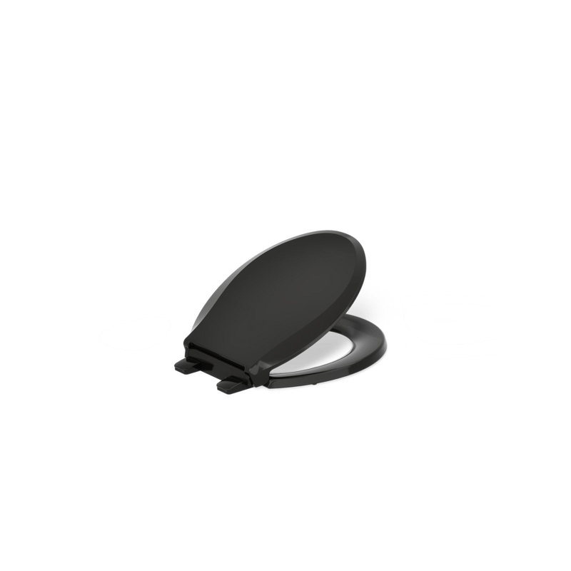 Cachet Nightlight Quiet-Close with Grip-Tight Round Toilet Seat, Black, Ready Latch