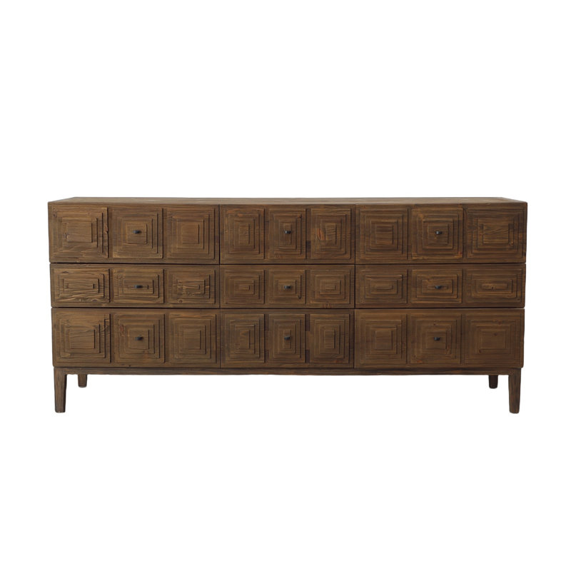 Buffet 9 tiroirs en bois massif Butros