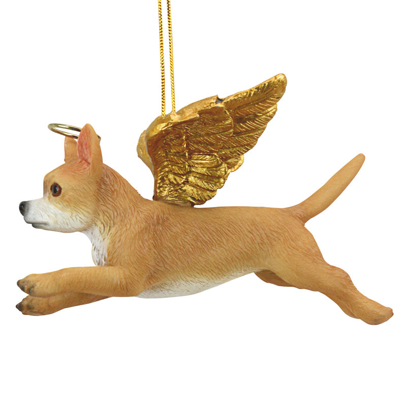 Golden Winged Chihuahua Resin Holiday Ornament
