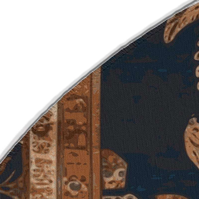 Tapis d'intérieur et d'extérieur brun Persian, Rond 5 pi