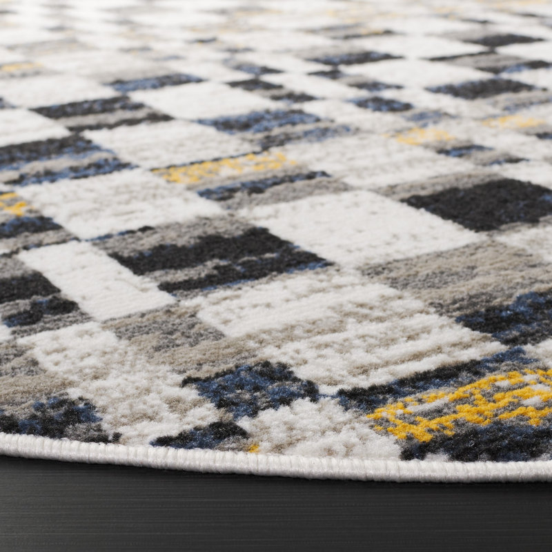 Pyramid Performance Geometric Rug, Round 6'7"